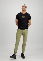 Alpha Industries T-Shirt Basic T-Shirt ML Foil Print Schwarz/Dunkelblau/Braun