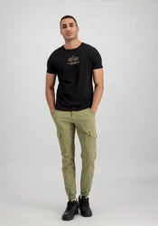 Alpha Industries T-Shirt Basic T-Shirt ML Foil Print Schwarz/Dunkelblau/Braun