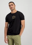 Alpha Industries T-Shirt Basic T-Shirt ML Foil Print Schwarz/Dunkelblau/Braun