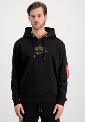 Alpha Industries Basic Hoodie ML Foil Print Schwarz/Dunkelblau