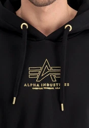 Alpha Industries Basic Hoodie ML Foil Print Schwarz/Dunkelblau