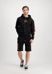 Alpha Industries Basic Hoodie ML Foil Print Schwarz/Dunkelblau