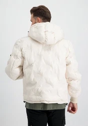 Alpha Industries Winterjacke Hooded Logo Puffer Beige/Weiß/Creme/Khaki