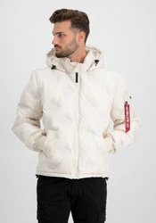 Alpha Industries Winterjacke Hooded Logo Puffer Beige/Weiß/Creme/Khaki