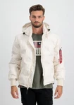 Alpha Industries Winterjacke Hooded Logo Puffer Beige/Weiß/Creme/Khaki