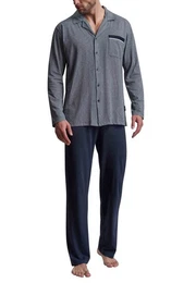 GTZBURG Pyjama GTZBURG Herren Pyjama blau minimal (1 tlg)