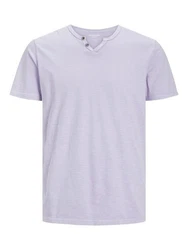 Jack & Jones T-Shirt JJESPLIT NECK TEE SS NOOS (1-tlg) anthrazit / flieder