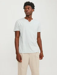 Jack & Jones T-Shirt JJESPLIT NECK TEE SS NOOS (1-tlg) hellblau