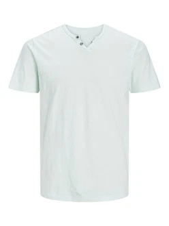 Jack & Jones T-Shirt JJESPLIT NECK TEE SS NOOS (1-tlg) hellblau