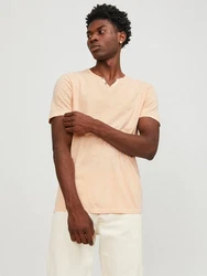 Jack & Jones T-Shirt JJESPLIT NECK TEE SS NOOS (1-tlg) Orange