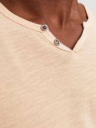 Jack & Jones T-Shirt JJESPLIT NECK TEE SS NOOS (1-tlg) Orange