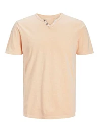 T-Shirt JJESPLIT NECK TEE SS NOOS mit V-Ausschnitt