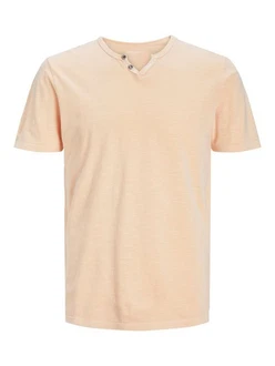 Jack & Jones T-Shirt JJESPLIT NECK TEE SS NOOS (1-tlg) Orange