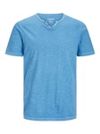 Jack & Jones T-Shirt JJESPLIT NECK TEE SS NOOS (1-tlg) himmelblau