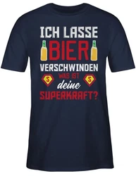 Shirtracer T-Shirt Ich lasse Bier verschwinden was ist deine Superkraft Party & Alkohol Herren Hellblau/Dunkelblau/Braun