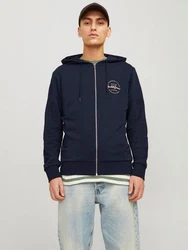 Jack & Jones Sweatjacke JJFOREST SWEAT ZIP HOOD Dunkelblau/Blau