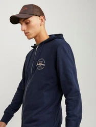 Jack & Jones Sweatjacke JJFOREST SWEAT ZIP HOOD Dunkelblau/Blau
