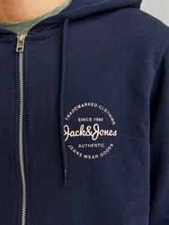 Jack & Jones Sweatjacke JJFOREST SWEAT ZIP HOOD Dunkelblau/Blau