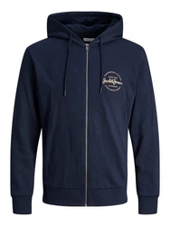 Jack & Jones Sweatjacke JJFOREST SWEAT ZIP HOOD Dunkelblau/Blau