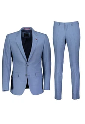 Roy Robson Hosenanzug Slim Fit Blau/Hellblau