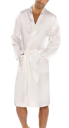 DKaren Morgenmantel Herren Satin Morgenmantel Bademantel Kimono 130cm, Polyester, Kimono-Kragen, Bindeband