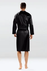 DKaren Morgenmantel Herren Kimono Schwarz/Grau