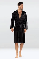 DKaren Morgenmantel Herren Kimono Schwarz/Grau