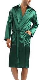 DKaren Morgenmantel Herren Satin Morgenmantel Bademantel Kimono 130cm, Polyester, Kimono-Kragen, Bindeband