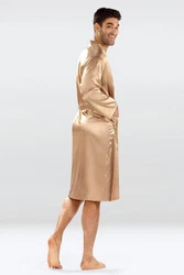 DKaren Morgenmantel Herren Kimono Gold/Beige