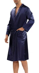 DKaren Morgenmantel Herren Kimono Dunkelblau/Blau/Lila