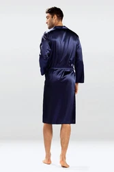 DKaren Morgenmantel Herren Kimono Dunkelblau/Blau/Lila