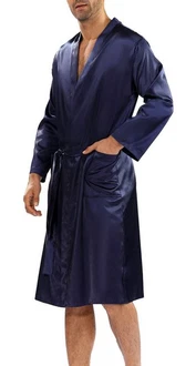 DKaren Morgenmantel Herren Kimono Dunkelblau/Blau/Lila DKaren Morgenmantel Herren Kimono Dunkelblau/Blau/Lila