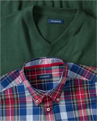Highmoor Langarmhemd Set V-Pullover & Karohemd 