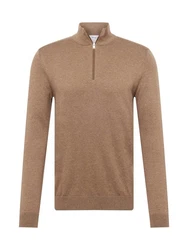 SELECTED HOMME Rundhalspullover Berg braun