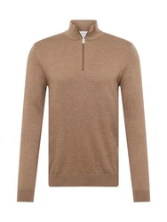 SELECTED HOMME Rundhalspullover Berg braun