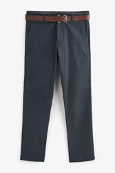 Next Weiche Slim Fit Chinohose mit Gürtel und Print 