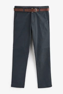 Next Weiche Slim Fit Chinohose mit Gürtel und Print 