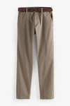 Next Weiche Slim Fit Chinohose mit Gürtel und Print Khaki