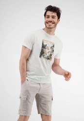 LERROS T-Shirt mit Fotoprint Weiß/Creme/Grau/Beige