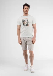 LERROS T-Shirt mit Fotoprint Weiß/Creme/Grau/Beige