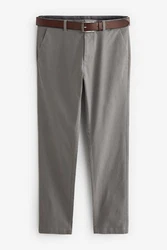 Next Weiche Slim Fit Chinohose mit Gürtel und Print 
