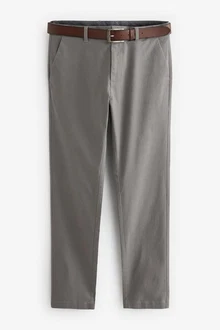 Next Weiche Slim Fit Chinohose mit Gürtel und Print 