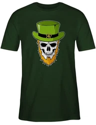 Shirtracer T-Shirt Totenkopf Kleeblatt St. Patricks Day Grün