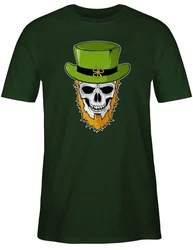 Shirtracer T-Shirt Totenkopf Kleeblatt St. Patricks Day Grün