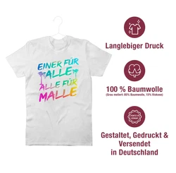 Shirtracer T-Shirt Einer für alle Alle für Malle I Mallorca Party I Malle für alle Sommerurlaub Herren Rosa/Mischfarben/Silber