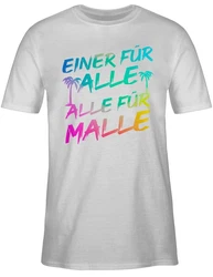 Shirtracer T-Shirt Einer für alle Alle für Malle I Mallorca Party I Malle für alle Sommerurlaub Herren Rosa/Mischfarben/Silber