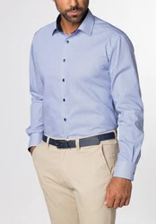 Eterna Blusenshirt Hemd 8992 X14P Dunkelblau/Hellblau/Blau