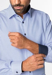Eterna Blusenshirt Hemd 8992 X14P Dunkelblau/Hellblau/Blau