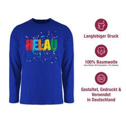 Shirtracer Rundhalsshirt Helau Alaaf Schriftzug Kostüm Köln Fasching Narren Karneval Blau/Hellblau/Silber/Mischfarben