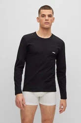 BOSS Langarmshirt R-Neck Classic 3-tlg (Logo-Schriftzug) Schwarz/Dunkelblau